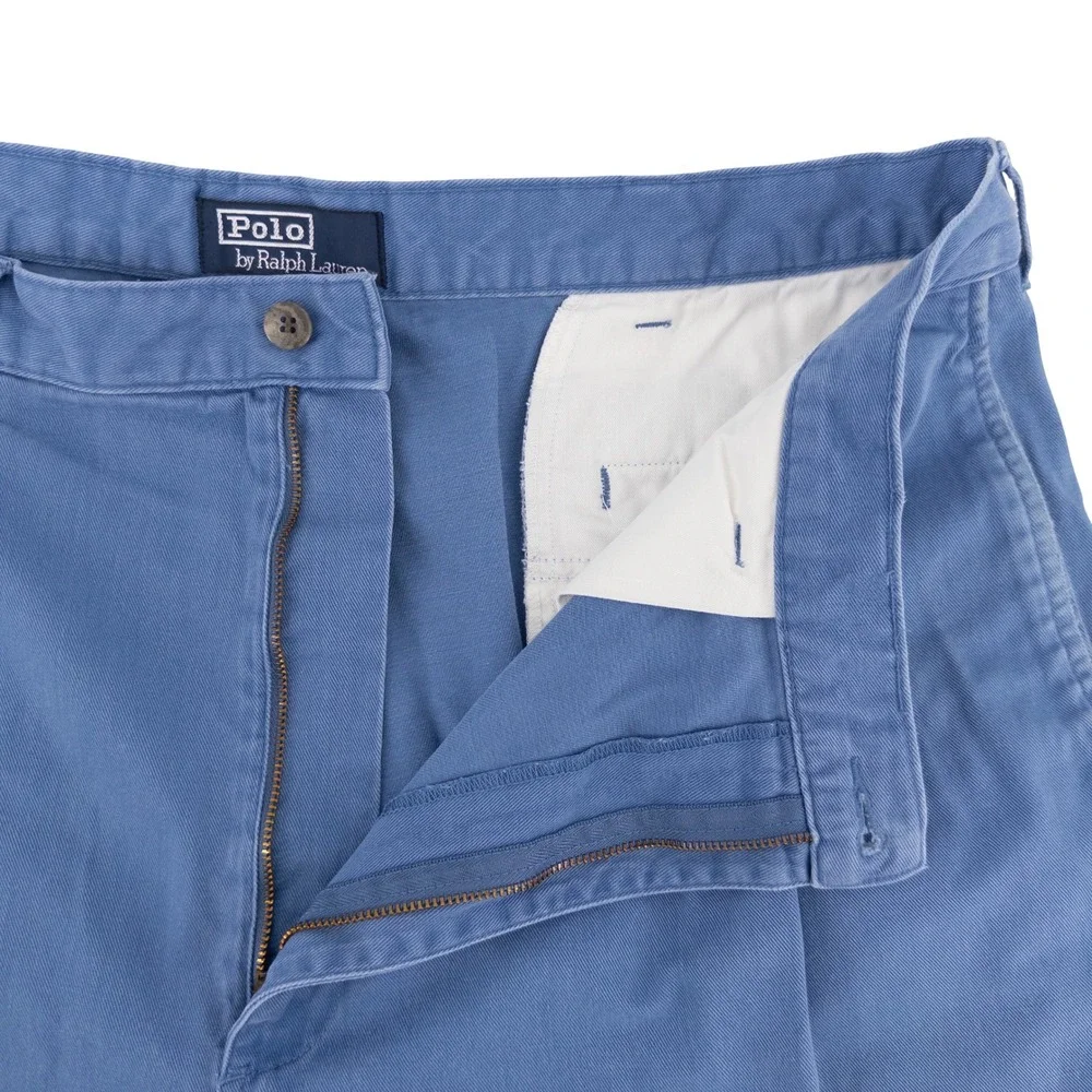 Vintage Polo Ralph Lauren Mens 40 Pleated Chino Shorts Blue Preppy 90s Y2K‎